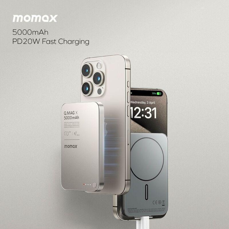 Momax Q.Mag X 5000Mah Gen2 15W Ultra Slim Magsafe Wireless Power Bank - Titanium, , large image number 4