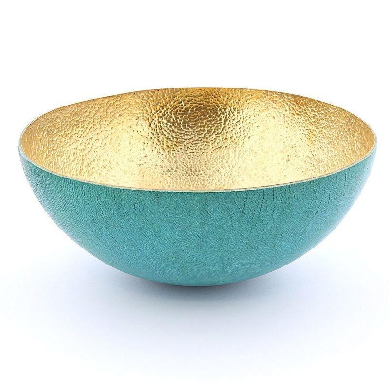 Afrika Tiss Round Bowl Green Turquoise/Hammered Bronze, , large image number 0