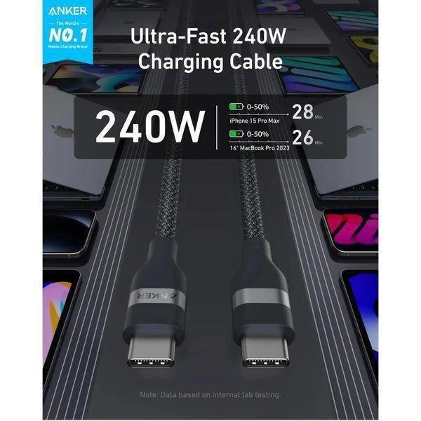 Anker A82E2H11 USB-C To USB-C Cable (3ft/ 240W/ Upcycled-Braided), , large image number 1