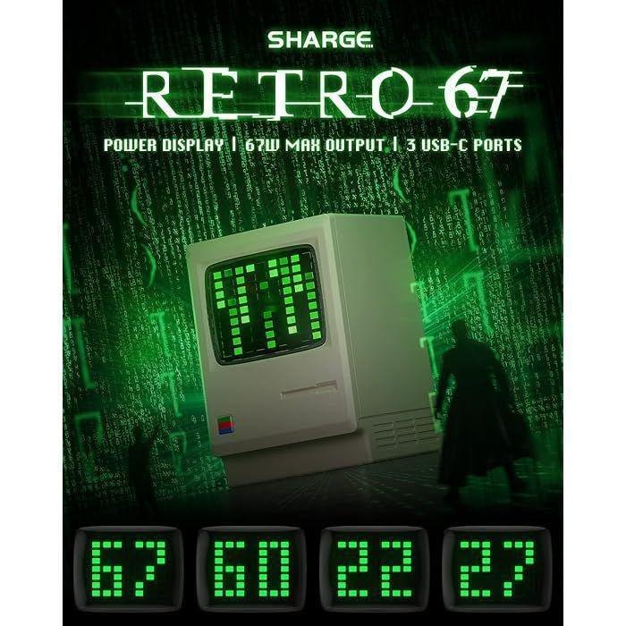 Sharge Retro 67 Retro Style Charger With 67W 3 USB C Outputs, , large image number 2
