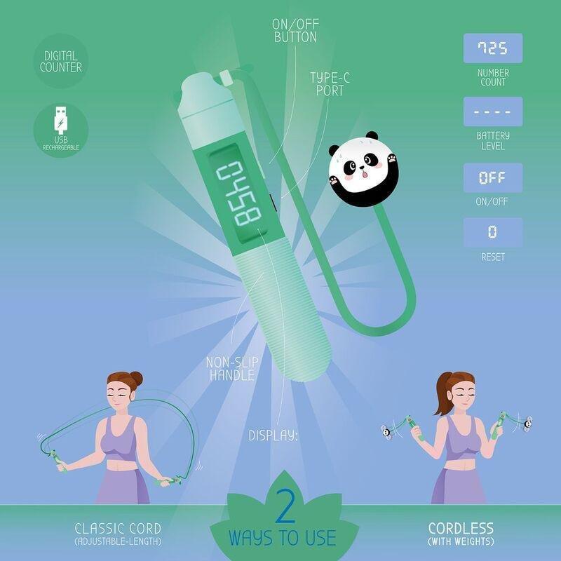 Legami Cordless Skipping Rope - Jump Around - Panda, , medium