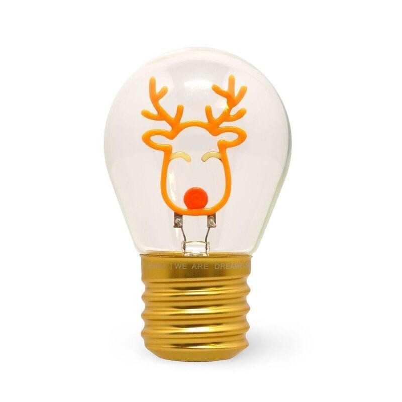 Legami Lightbulb-Shaped Table Lamp - Bulb Fiction - Reindeer, , medium