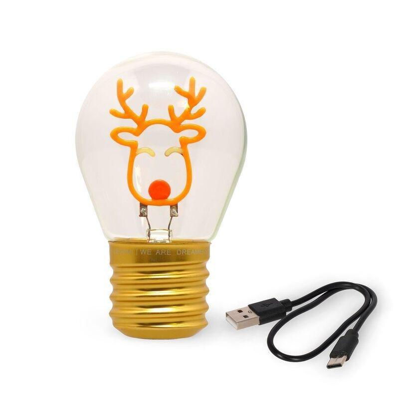 Legami Lightbulb-Shaped Table Lamp - Bulb Fiction - Reindeer, , medium