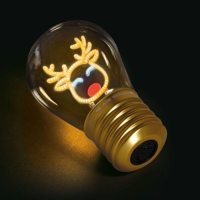 Legami Lightbulb-Shaped Table Lamp - Bulb Fiction - Reindeer, , medium