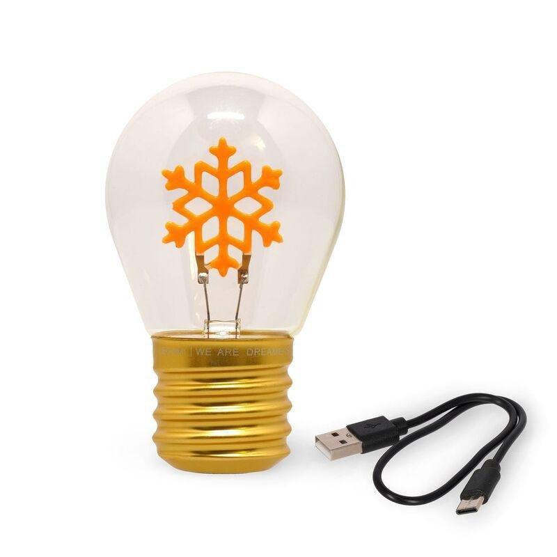 Legami Lightbulb-Shaped Table Lamp - Bulb Fiction - Snowflakes, , large image number 3