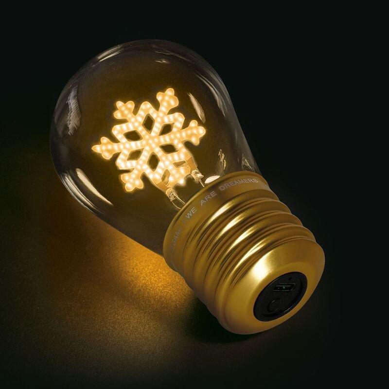 Legami Lightbulb-Shaped Table Lamp - Bulb Fiction - Snowflakes, , large image number 4
