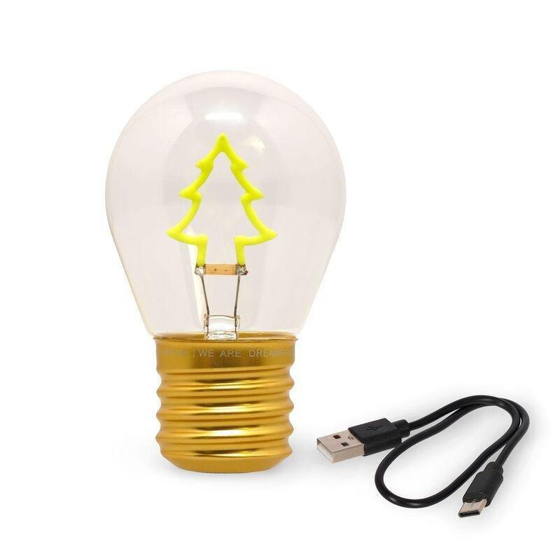 Legami Lightbulb-Shaped Table Lamp - Bulb Fiction - Xmas Tree, , large image number 1