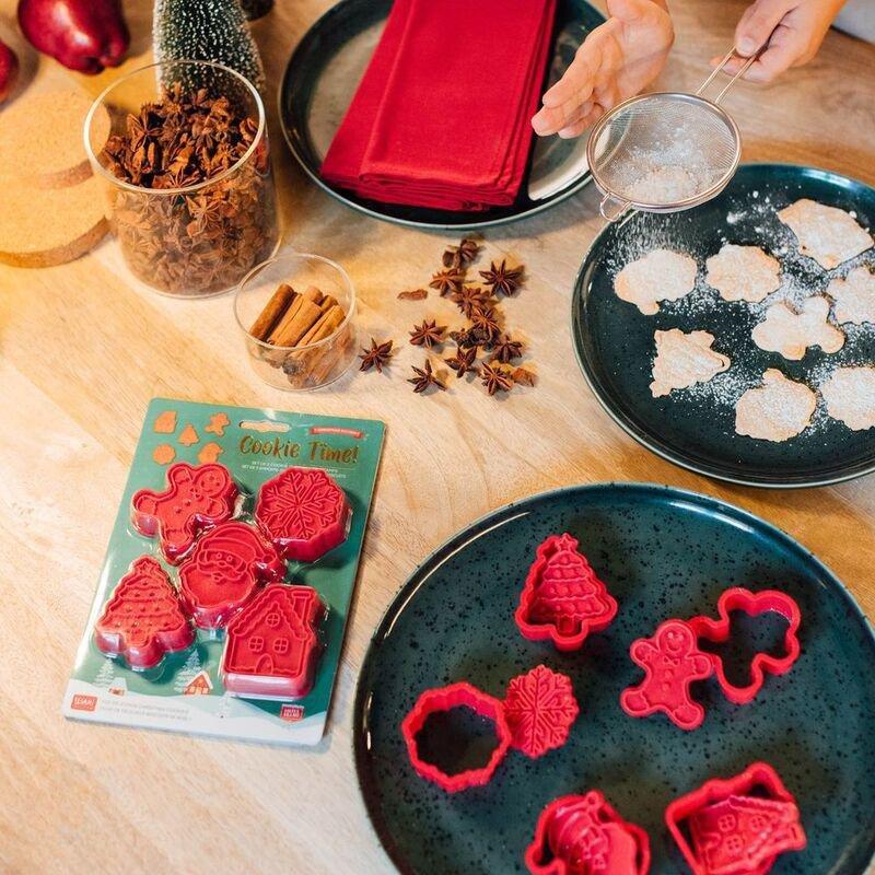 Legami 5 Cookie Cutters with Stamps - Cookie Time! - Christmas, , large image number 1