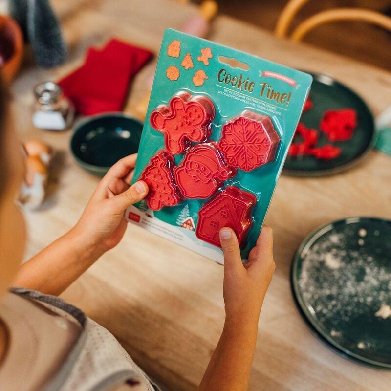 Legami 5 Cookie Cutters with Stamps - Cookie Time! - Christmas, , medium