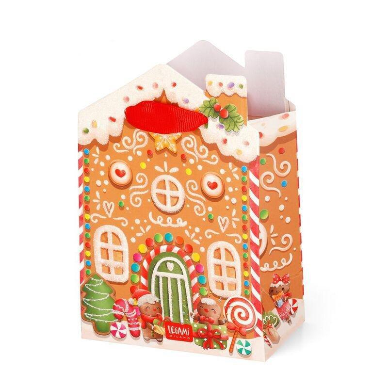 Legami Gift Bag - Small - Gingerbread House (10 x 15 x 6.5 cm), , medium