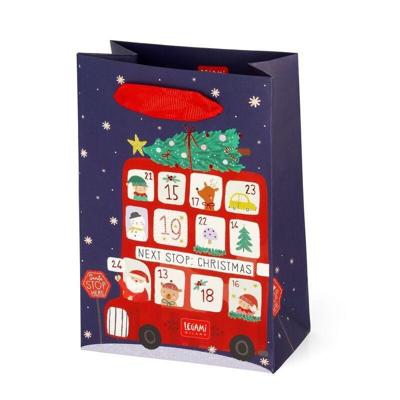 Legami Gift Bag - Small - Christmas Bus (10 x 15 x 6.5 cm), , medium