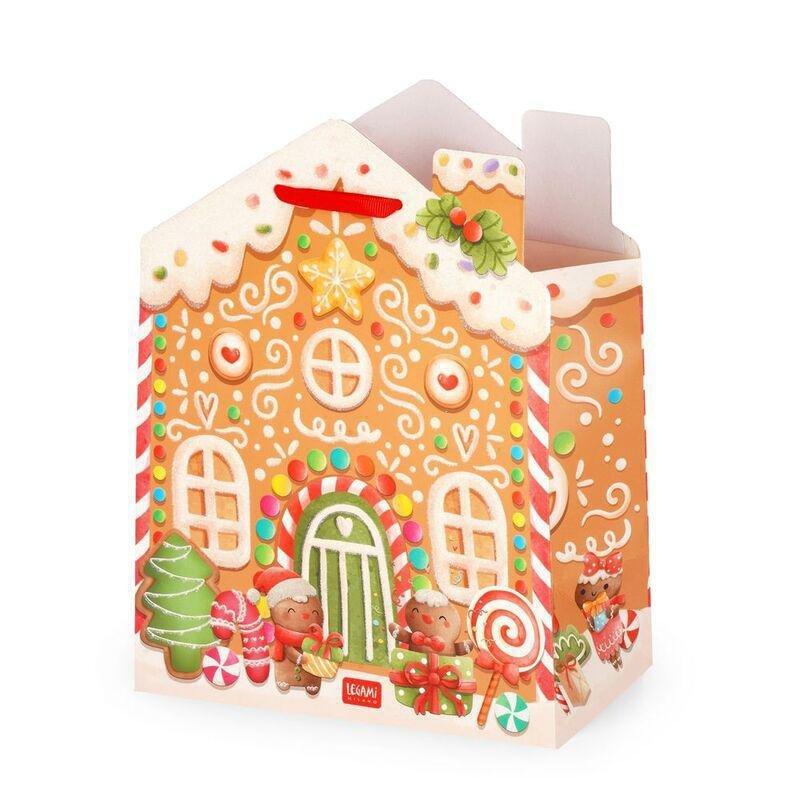 Legami Gift Bag - Medium - Gingerbread House (19 x 25 x 11.5 cm), , medium