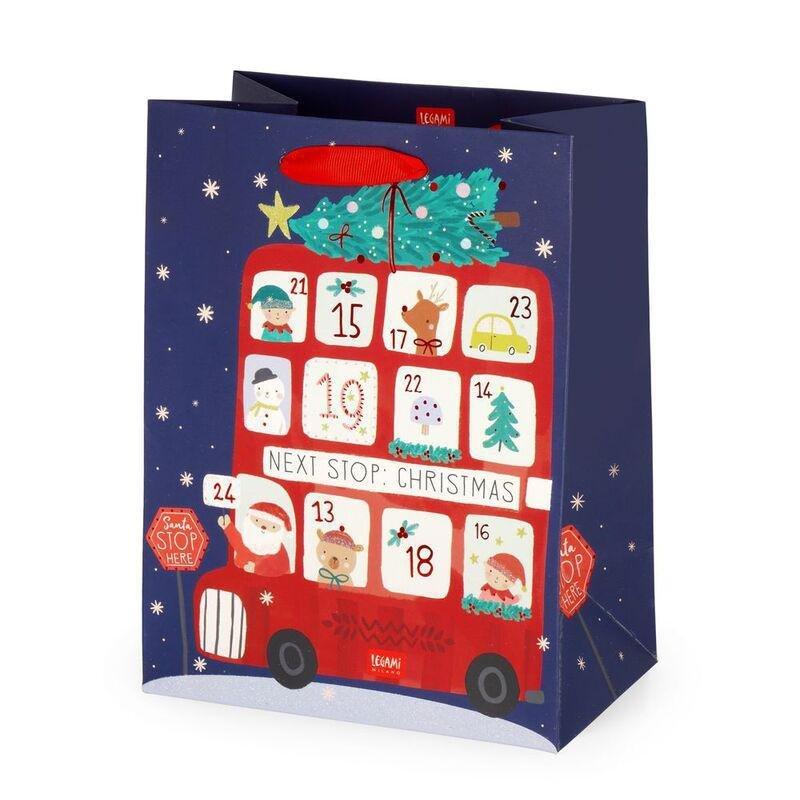 Legami Gift Bag - Medium - Christmas Bus (19 x 25 x 11.5 cm), , medium