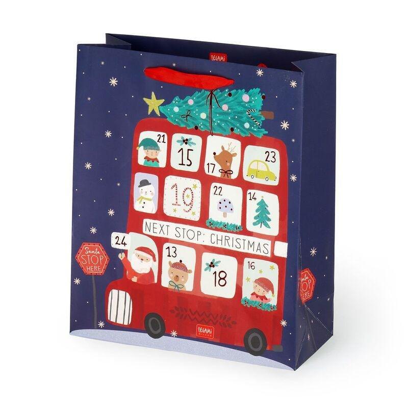 Legami Gift Bag - Large - Christmas Bus (26.5 x 32.5 x 11.5 cm), , large image number 0