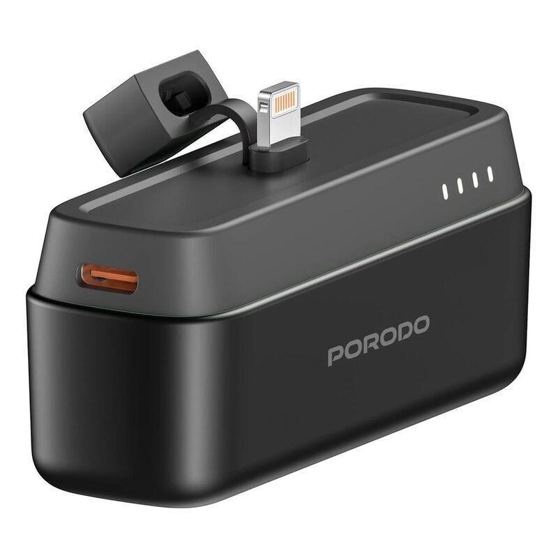 Porodo 5000mAh Power Bank with Lightning Connector - Black, , large image number 0
