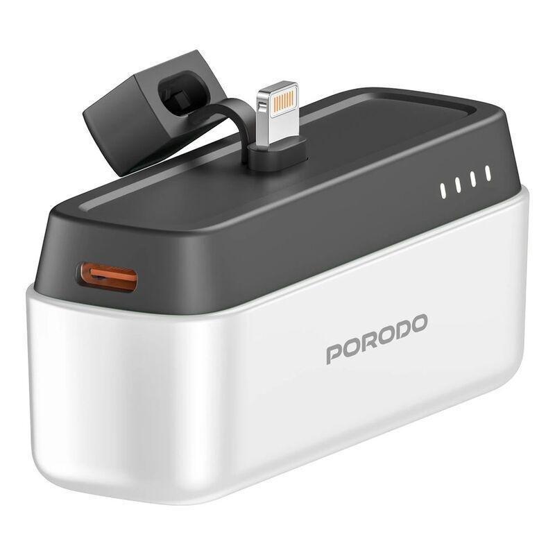 Porodo 5000mAh Power Bank with Lightning Connector - White, , large image number 0