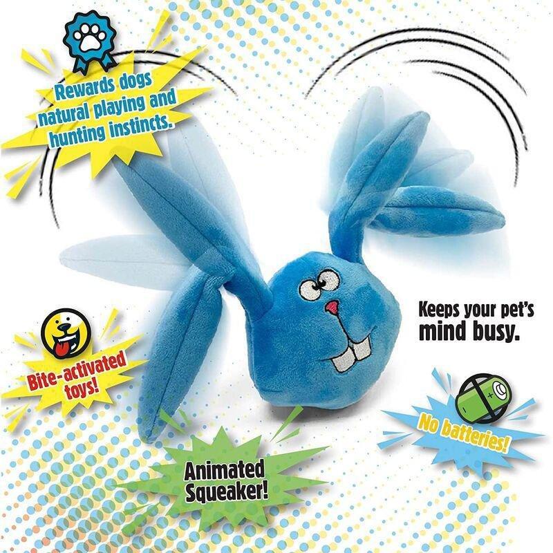 Godog Action Plush Blue Bunny Animated Squeaker Dog Toy with Chew Guard Technology, , large image number 1