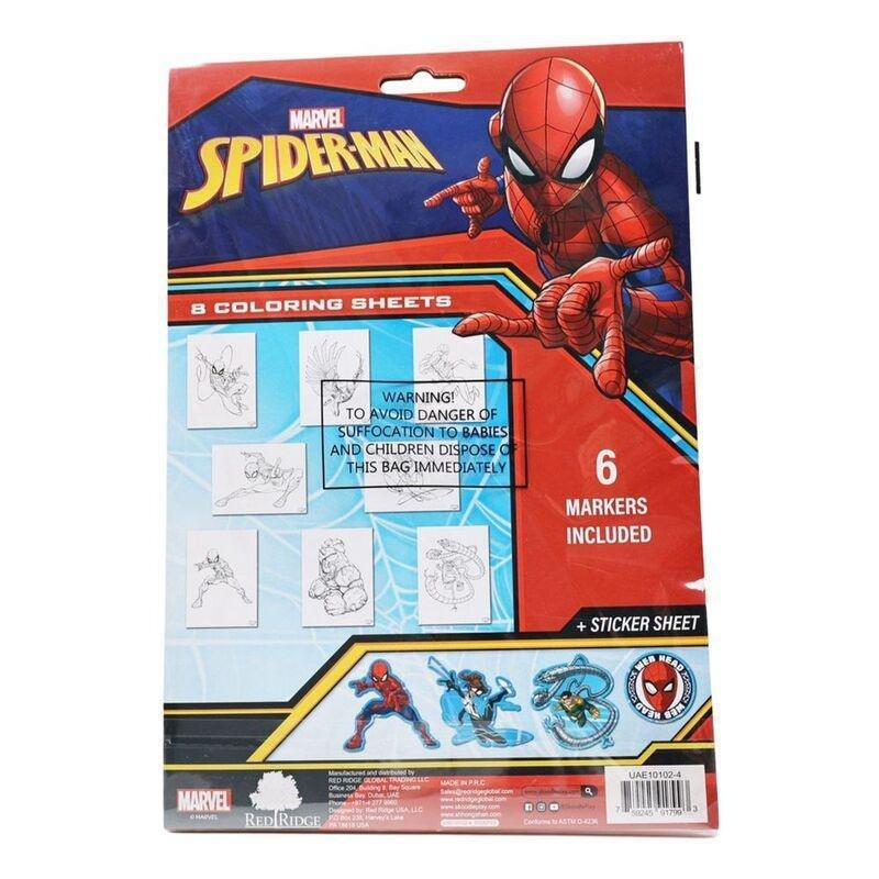 Disney Spiderman 8Pc Colouring Sheets, , large image number 1