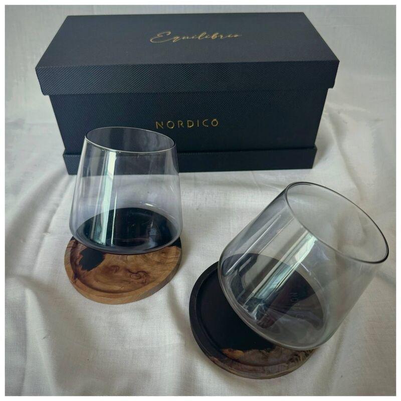Nordico Wine Glass Gift Set (Set Of 2 Glasses + 2 Wooden Coasters), , large image number 2