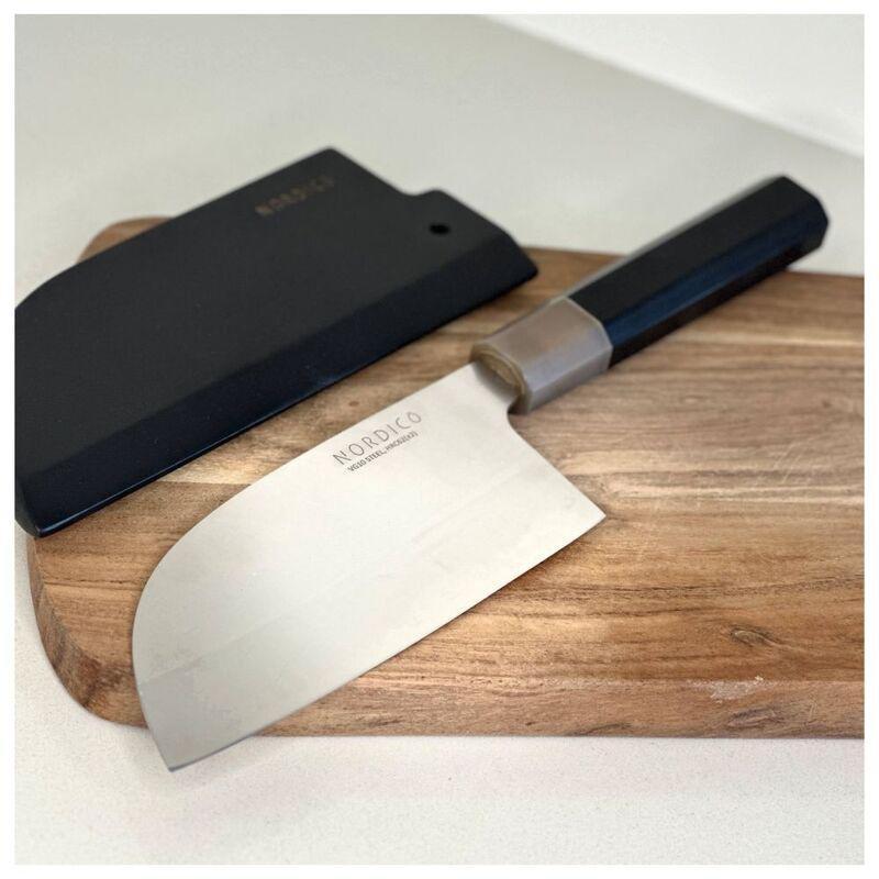 Nordico Vg-10 Cleaver Knife 7 Inches Japanese + Wooden Sheath, , medium
