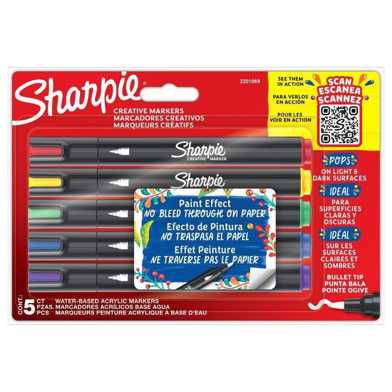 Sharpie Creative Acrylic Colour Bullet Tip Marker Pack (Pack Of 5), , large image number 0