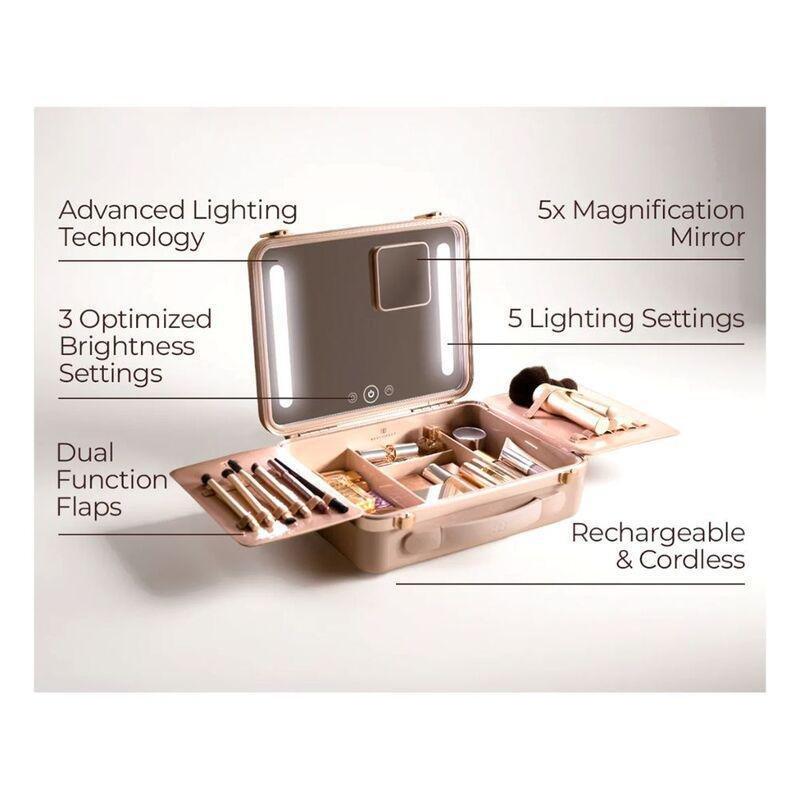 Beautifect Box - Multi-Compartment Makeup Box with Built-in Mirror - Gold, , large image number 6