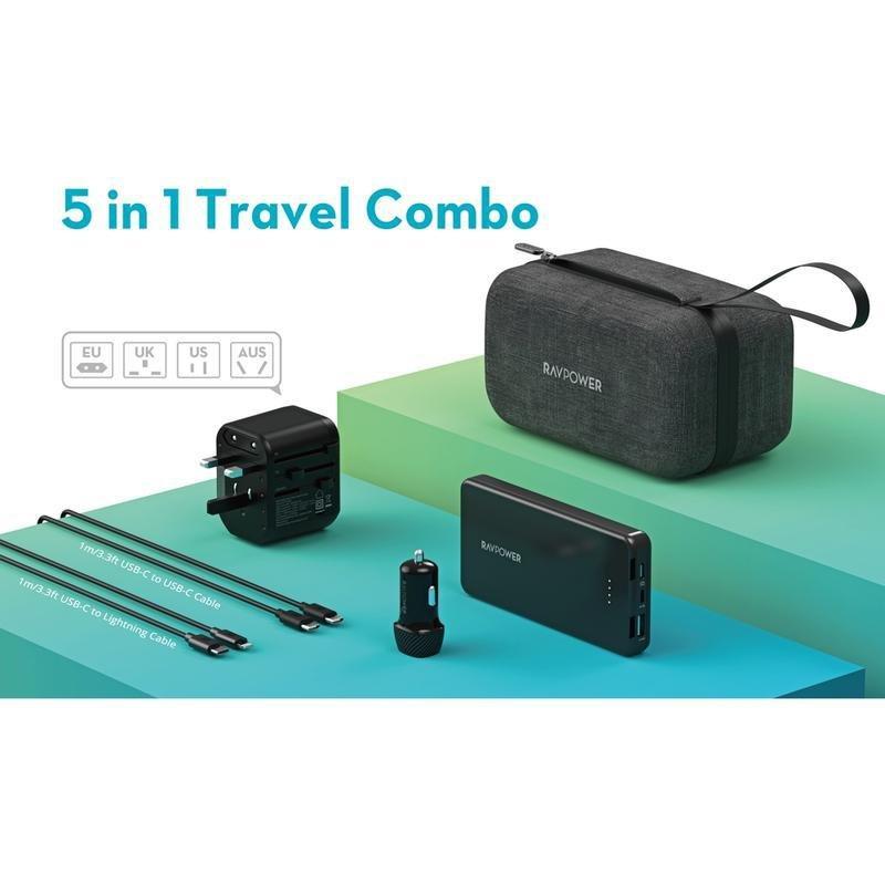 RavPower PB1231 5 In 1 Travel Combo With 10000mAh - Black, , large image number 2