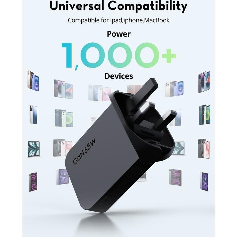 RavPower PC1079 Foldable Plug Wall Charger GaN 65W 2C - Black, , large image number 2