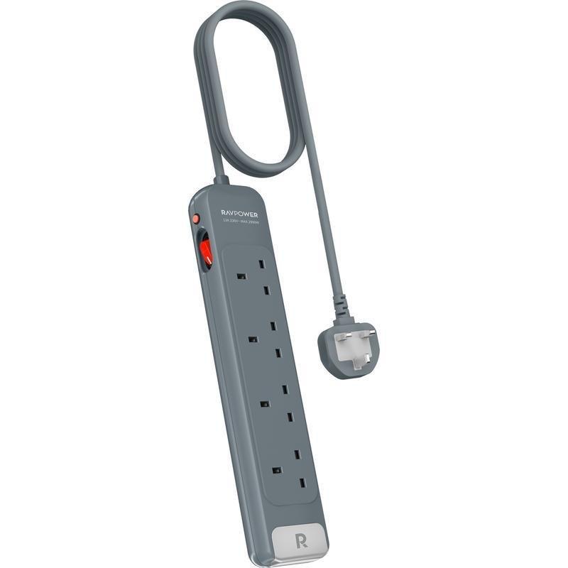 RavPower PC1067 Power Strip 4 AC Ports 3150W 1.5m - Grey, , large image number 2