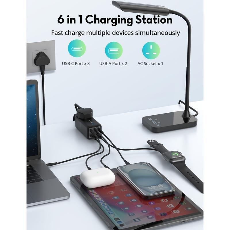 RavPower PC1062 PD 75W Desk Charger 3C 2A & Travel Charger Adapter - Black, , large image number 1