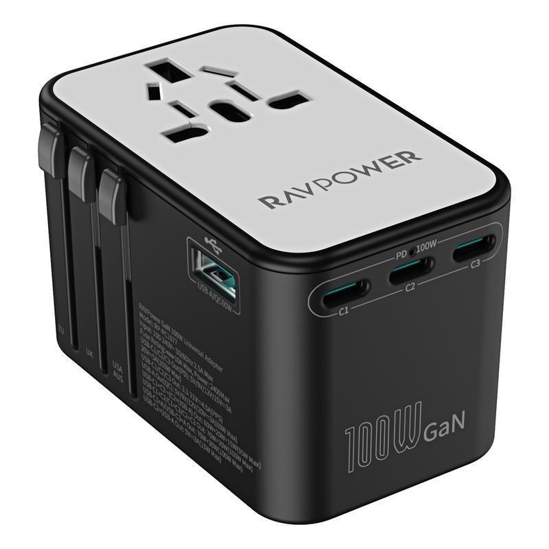 RavPower RP-PC1077 GaN 100W 5-In-1 Travel Charger  3C 2A, , medium