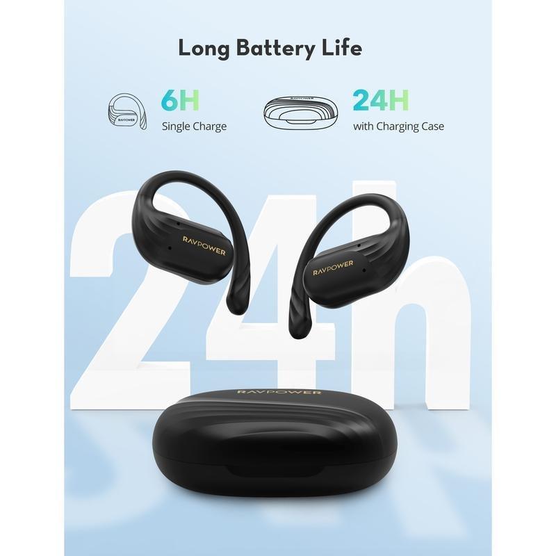 RavPower RP-BH1016 Open-Ear True Wireless Bluetooth Earbuds - Black, , large image number 2