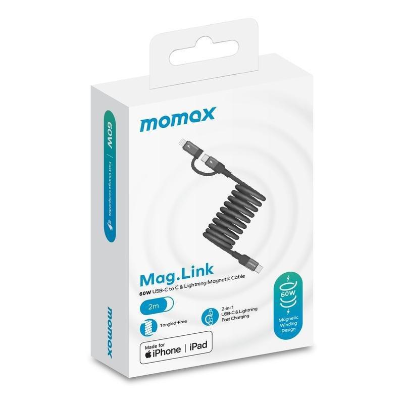 Momax Mag Link USB-C To C & Lightning Magnetic Cable 2m - Black, , large image number 5