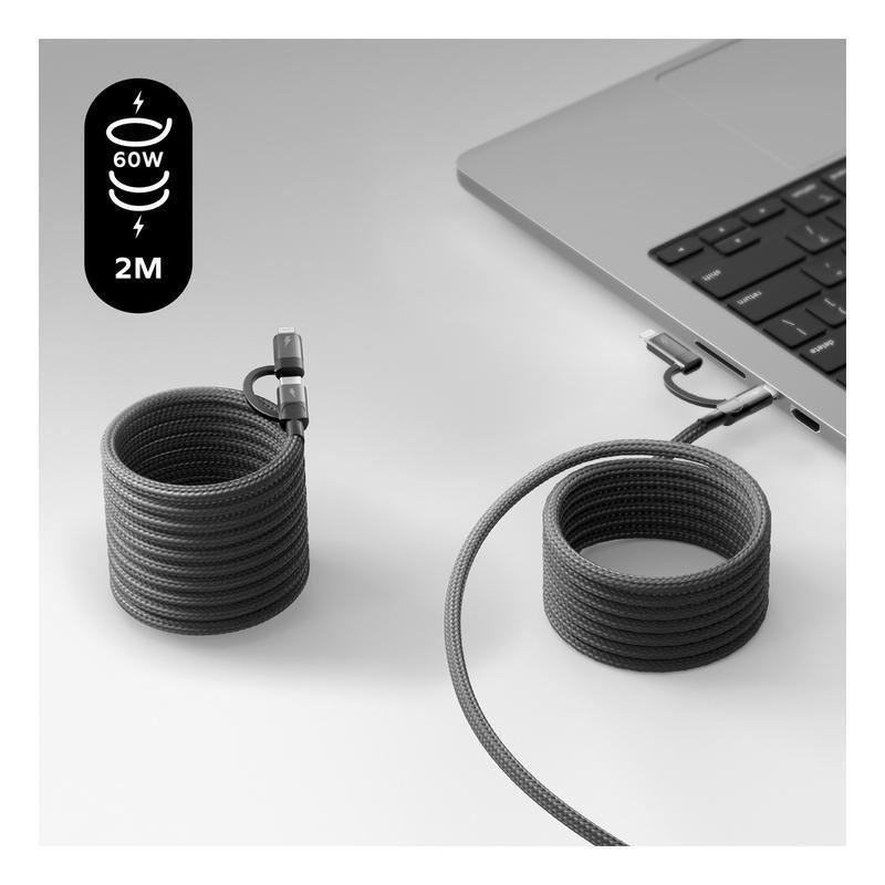 Momax Mag Link USB-C To C & Lightning Magnetic Cable 2m - Black, , large image number 6