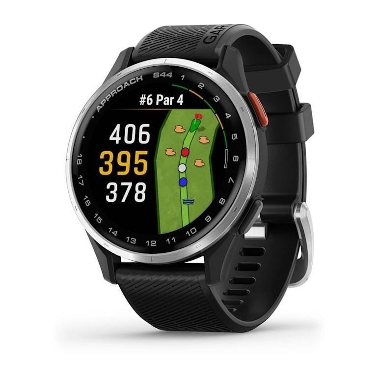 Garmin Approach S44 Golf Smartwatch With GPS - Silver Aluminium Bezel with Black Silicone Band, , large image number 0