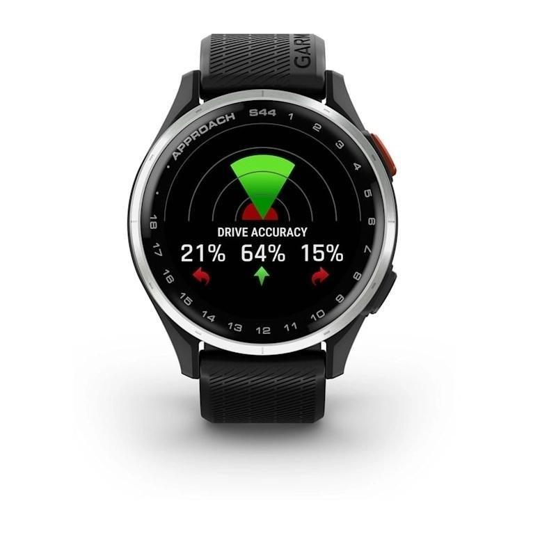 Garmin Approach S44 Golf Smartwatch With GPS - Silver Aluminium Bezel with Black Silicone Band, , large image number 1