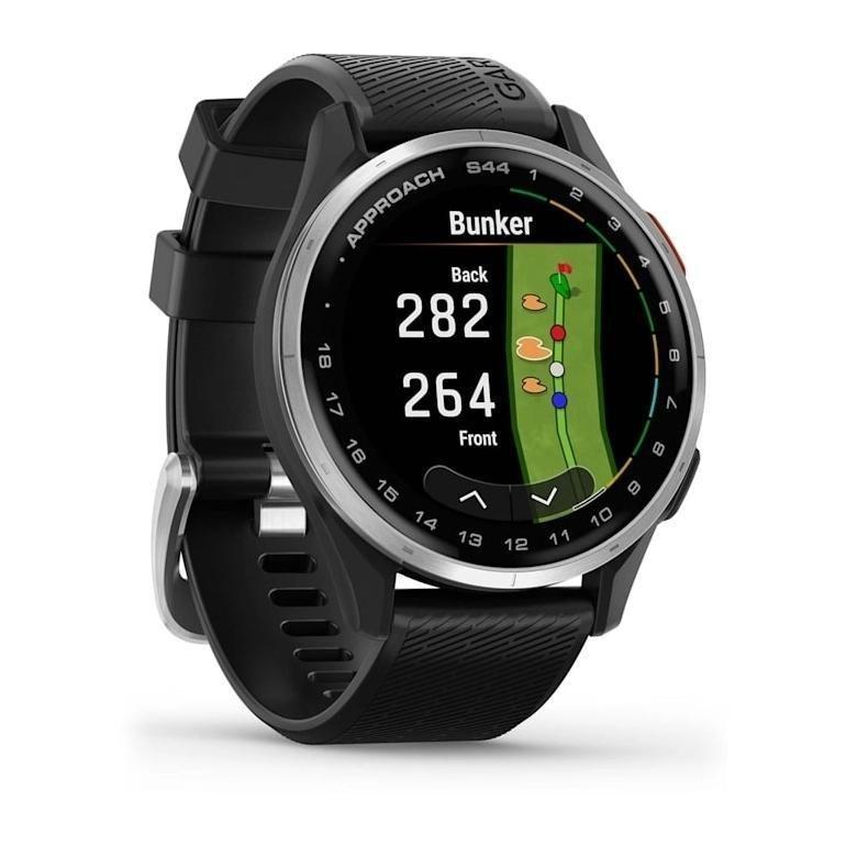 Garmin Approach S44 Golf Smartwatch With GPS - Silver Aluminium Bezel with Black Silicone Band, , large image number 2
