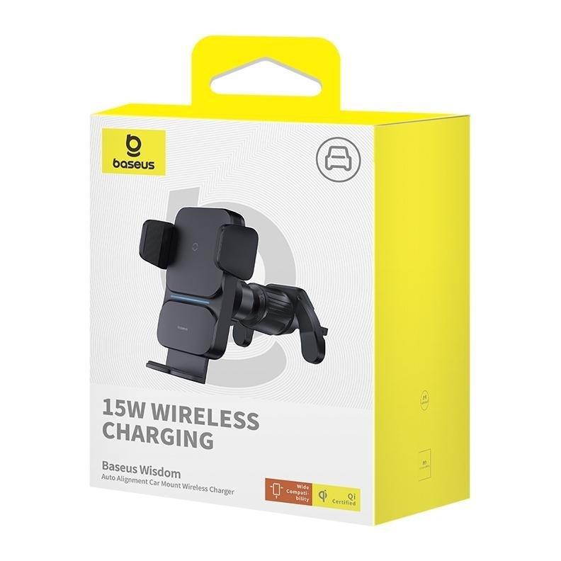 Baseus Wisdom Auto Alignment Car Mount Wireless Charger 15W - Black, , large image number 0