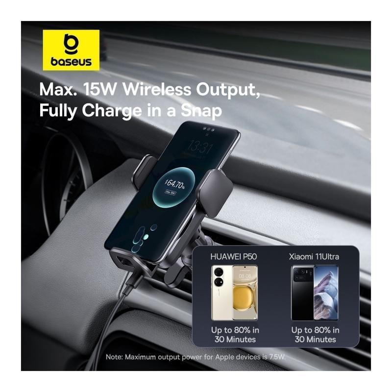 Baseus Wisdom Auto Alignment Car Mount Wireless Charger 15W - Black, , large image number 3
