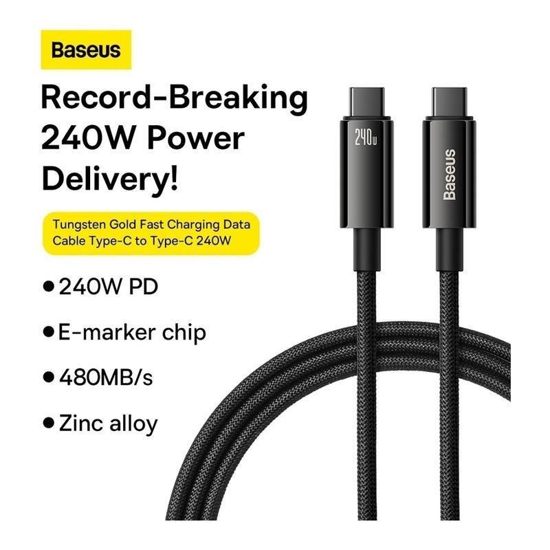 Baseus Tungsten Gold Fast Cable Type-C to Type-C 240W 1m - Black, , large image number 3