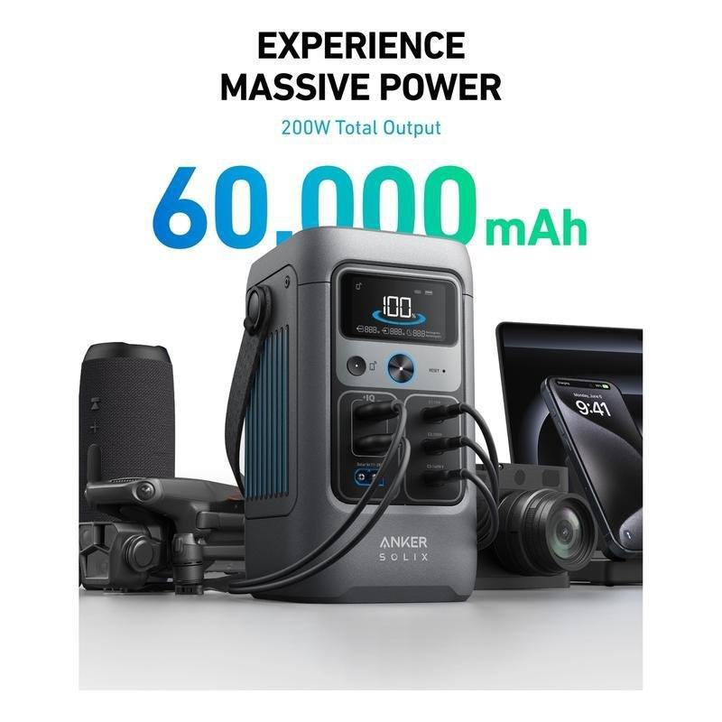 Anker SOLIX C200 DC Portable Power Station - 60000mAh (192Wh) 200W - Gray, , large image number 1