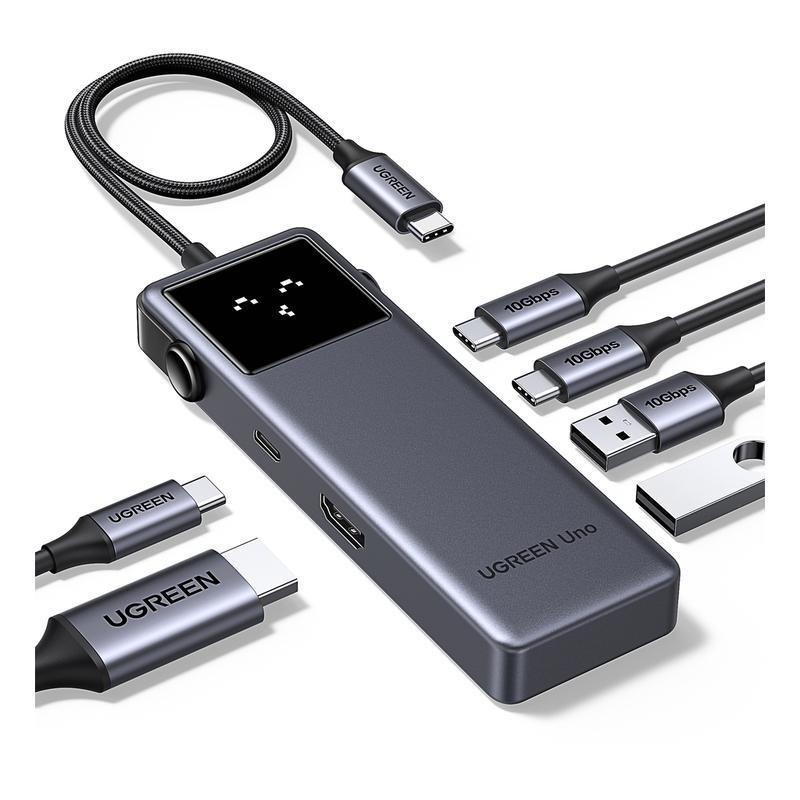 UGREEN Uno 6-In-1 USB-C Hub 2X USB-A 3.2 + 2X USB-C 3.2 + 4K 60Hz HDMI + 100W PD - Space Gray, , large image number 0