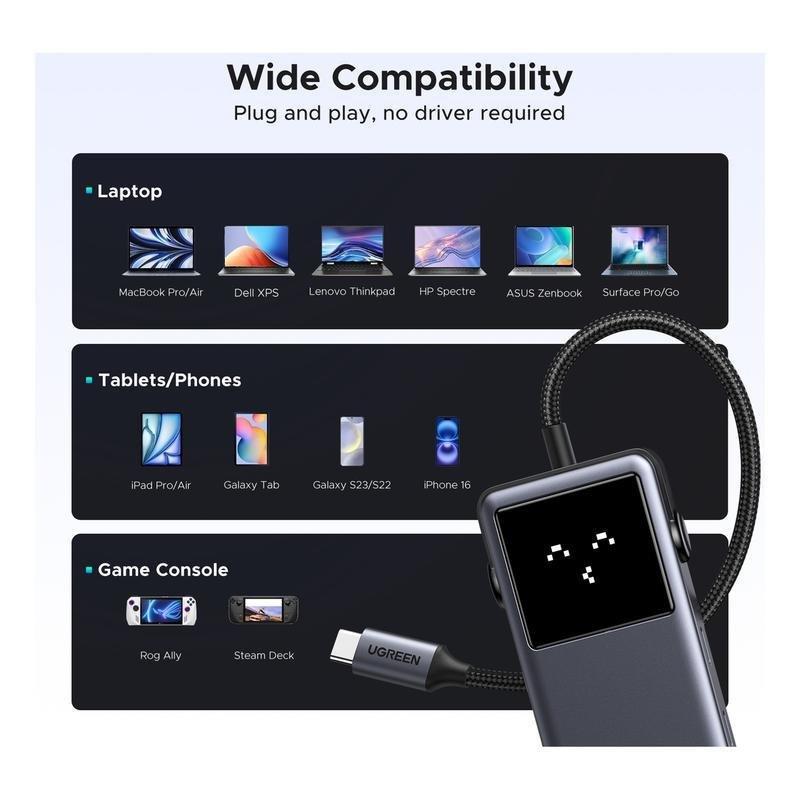 UGREEN Uno 6-In-1 USB-C Hub 2X USB-A 3.2 + 2X USB-C 3.2 + 4K 60Hz HDMI + 100W PD - Space Gray, , large image number 6