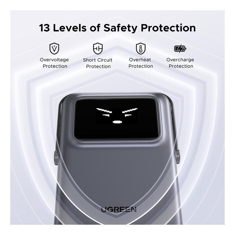 UGREEN Uno Power Bank 10000mAh Magnetic Wireless 7.5W With Stand + USB-C 20W In/Out - Gray, , large image number 1