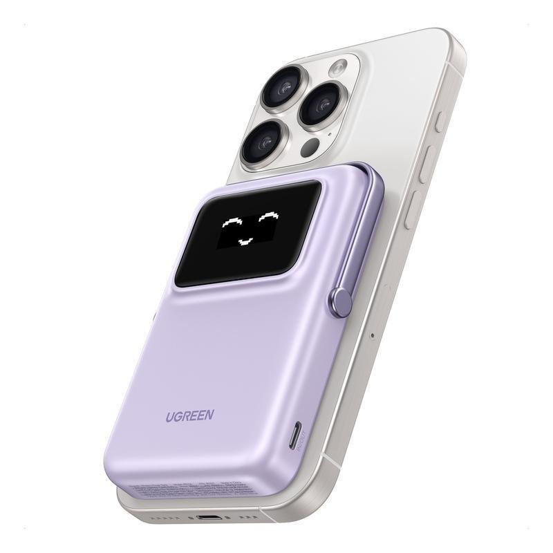 UGREEN Uno Power Bank 10000mAh Magnetic Wireless 7.5W With Stand + USB-C 20W In/Out - Purple, , large image number 1