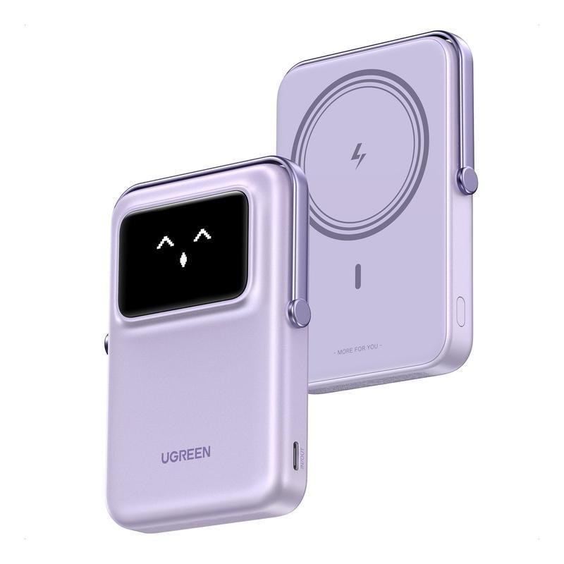 UGREEN Uno Power Bank 10000mAh Magnetic Wireless 7.5W With Stand + USB-C 20W In/Out - Purple, , large image number 2