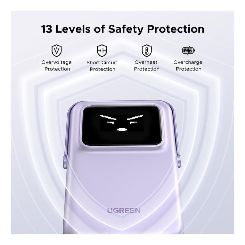 UGREEN Uno Power Bank 10000mAh Magnetic Wireless 7.5W With Stand + USB-C 20W In/Out - Purple, , large image number 3