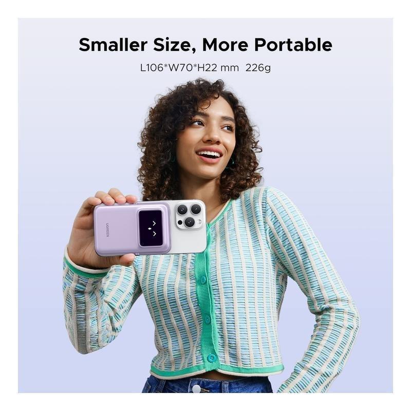 UGREEN Uno Power Bank 10000mAh Magnetic Wireless 7.5W With Stand + USB-C 20W In/Out - Purple, , large image number 4
