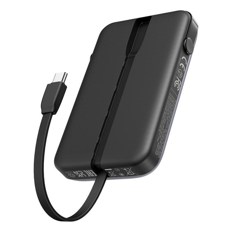 UGREEN Uno Power Bank 10000mAh 30W PD With Built-In USB-C Cable + USB-C 30W In/Out + USB-A 22.5W Out - Gray, , large image number 1