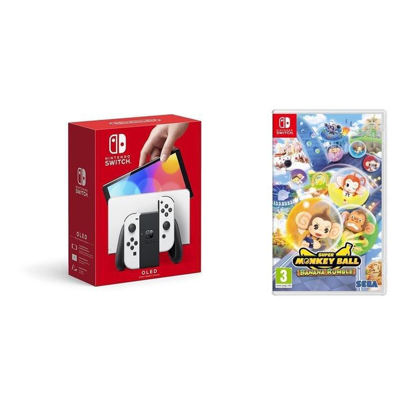 Nintendo Switch OLED White Console + Super Monkey Ball: Banana Rumble (Bundle), , medium